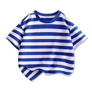 T-shirt unisexe pour enfants, bébé, garçon et fille, nouveau design 2026, doux, rayé, épaules tombantes, 95% coton, 5% élasthanne - Product Image 2