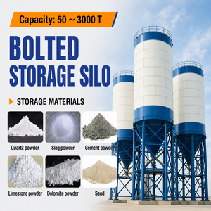 Silo de stockage de poudre en vrac industriel 100T-1000T, boulonné, monté sur site, conception à bride en T pour usine de béton/poudre - Product Image 2