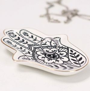 Hot Design Ceramic Trinket Hamsa <b>Ring</b> Dish Holder Small Jewelry Tray Decorative <b>Plate</b> - Product Image 3