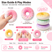 Jouet à presser en forme de donut, doux, à remontée lente, anti-stress, avec dégradé arc-en-ciel et paillettes, pour filles et garçons