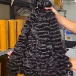 Extensions de cheveux humains en vrac, bruts, bouclés et ondulés, non-Remy, à <span class=keywords><strong>double</strong></span> trame, fabriquées à la machine, origine Cambodge - Product Image 3