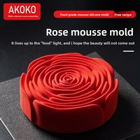 AKOKO-Moule à gâteau en silicone pour la Saint-Valentin en forme de fleur de chocolat, mousse de rose, outils de cuisson