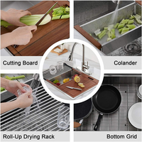 Évier de cuisine professionnel 33 x 22 pouces en acier inoxydable SUS 304, fait main, à montage supérieur, provenant de Thaïlande