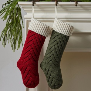 Chaussettes de Noël en gros à suspendre au sapin, grande taille, tricotées à rayures, cadeaux de Noël pour enfants - Product Image 1