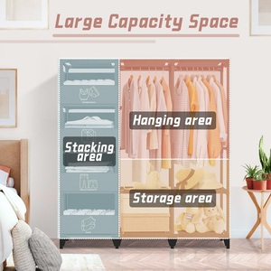 Portable <strong>Closet</strong> Organizer Heavy Duty Clothing Rack Large Capacity Portable Wardrobe Metal &amp; Fabric Portable Wardrobe <strong>Closet</strong> - Product Image 3