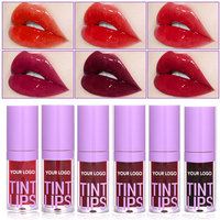 Kit de Rouge à Lèvres Liquide Brillant Naturel, Teinte Veloutée Aquatique, Grand Applicateur, Tube Violet, Fini Soie, Résistant aux Baisers, Votre Logo