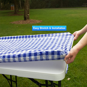 <span class=keywords><strong>Mantel</strong></span> impermeable azul/blanco para mesa de pícnic, <span class=keywords><strong>mantel</strong></span> ecológico pesado para el hogar - Product Image 2