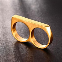 Anneaux à deux doigts Hip Hop plaqués or jaune 18 carats, nouveauté tendance, anneau à deux doigts mexicain pour motards pour hommes