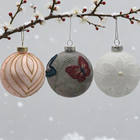 Boule de verre personnalisée de 8cm de haute qualité ornements de luxe faits à la main peints à la main décorations de Noël respectueuses de l'environnement