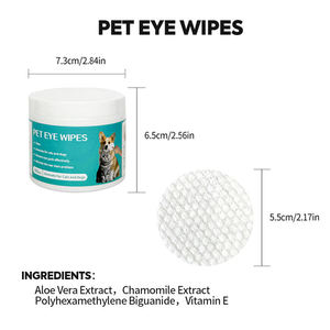100 lingettes nettoyantes pour les yeux des animaux avec aloe vera, camomille et vitamine E, éliminent les taches de larmes et les excréments oculaires pour chats et chiens - Product Image 2