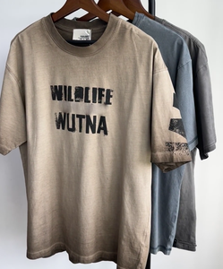 تي شيرت رجالي منسوج من القطن مطرز بالأسى مقاس كبير مناسب بنمط عالي فضفاض متعدد الألوان - Product Image 2