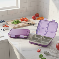 Boîte à lunch AOHEA en acier inoxydable, 3 compartiments, boîte bento, contenants à lunch étanches, boîte à lunch en acier inoxydable pour enfants
