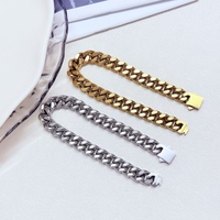 Bracelet gourmette cubaine en acier inoxydable pour homme, largeur 10 mm, 21 cm, chaîne à maillons tendance, fermoir boîte, plaqué or 18 carats, vente en gros