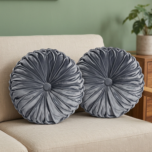2 cuscini rotondi a pieghe a forma di zucca per la decorazione della casa, per sedia o divano, cuscini decorativi eleganti come da immagine - Product Image 3