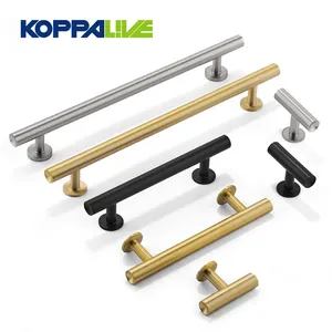 Koppalive Solid Satin Brass Cabinet Handles and Knobs For Kitchen Drawer Dresser Pull Furniture Handles