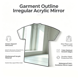 Luxury Art Deco Clothes Shaped Irregular Acrylic <b>Decorative</b> Mirror Wedding & <b>Birthday</b> Gift Laser Cut Garment Design - Product Image 2