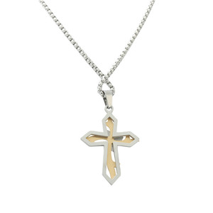 <b>Cross</b> Pendant Necklace Stainless Steel Unisex Geometric Hollow Design 12097 - Product Image 2