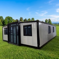 Maison conteneur contemporaine à 2 étages et 4 chambres avec salon et salle à manger, idéale pour écoles et supermarchés, unité modulaire sur toit.