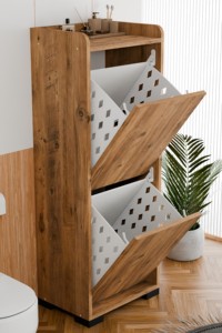 2-Tier <b>Foldable</b> <b>Laundry</b> <b>Basket</b> Bathroom <b>Laundry</b> Organizer <b>Laundry</b> Storage Cabinet Modern <b>Laundry</b> Cabinet - Product Image 5