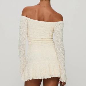 Vestido de Fiesta Y2K Personalizado de Primavera, Vestido Sexy de Un Solo Hombro, Vestido Elástico de Algodón de Color Sólido, Mini Vestido Tipo A con Volantes para Mujer - Product Image 2