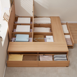 600826 Quanu высокое качество спальня большой вместимости деревянный дизайн полноразмерный каркас кровати с кроватью размера «King-Size» для хранения - Product Image 3