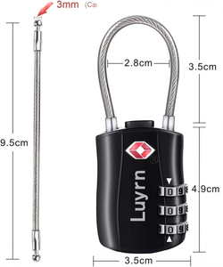 <span class=keywords><strong>Tsa</strong></span> सामान ने 3 अंकों के संयोजन पिन टंबलर सुरक्षा धातु लचीला केबल यात्रा लॉक किया - Product Image 3