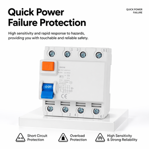 Disjoncteur différentiel RCCB <span class=keywords><strong>2P</strong></span>/4P 25-100A AC/A/B Type <span class=keywords><strong>ID</strong></span> RCD <span class=keywords><strong>30mA</strong></span>/100mA/300mA - Product Image 4