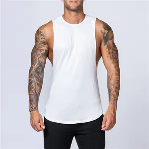 High Quality Custom Logo Cotton Running Singlet Sleeveless Muscle Athletic Shirts Fitness Wear Workout Men Gym Tank Top