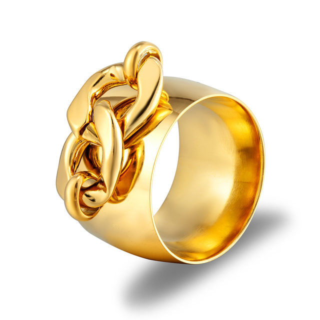 Wholesale Retro Double Infinite Twist Pattern 18K Gold Wide Edge Ring