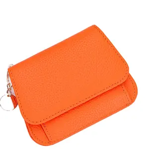 Nouveau sac portefeuille court en cuir de haute qualité porte-monnaie en cuir de vachette souple anti-vol porte-carte RFID porte-clés
