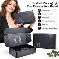 Boîtes d'emballage de luxe en carton noir mat imprimées UV, boîte d'expédition pliable en papier pour colis de livraison de cadeaux e-commerce