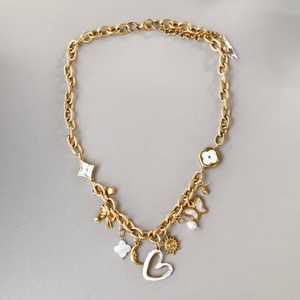 Collier personnalisable multi-breloques en alliage de zinc plaqué or avec chaîne en acier inoxydable – Créez votre propre cadeau tendance pour femme Zoryn Travel - Product Image 2