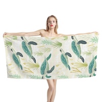 2025 Hot Sale Teal Sea Turtle Sea Grass Print Custom Design Beach Towels
