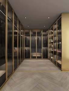 Modern U Shape Luxury Modern Wardrobe Clothes Organizer Glass Wardrobe <b>Cabinet</b> Wardrobe Closet Walk in Closet - Product Image 4