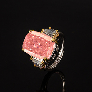 Anillos de Compromiso Ajustables para Hombre, con Circonita Cúbica de Corte Hielo de 12x16mm, Chapados en Oro y Cobre, Novedades 2026 en Tendencia - Product Image 4