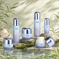 Ensemble de flacons et pots cosmétiques en verre bleu dégradé avec logo personnalisé, 50g 100g 30ml 100ml 120ml, emballage de soins de la peau avec bouchon en plastique de luxe