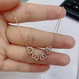 Collar de Cadena con Colgante de Trébol de Cuatro Hojas y <span class=keywords><strong>4</strong></span> Corazones para Mujer, Joyería de Circonita Cúbica Chapada a la Moda - Product Image 3