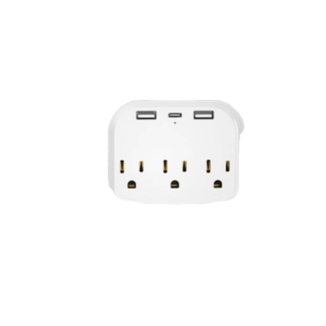 Wholesale 4 Way 10A Plug with Socket Electrical Outlet Wall Mount Surge Protector with 2 USB + 1 Type-C Ports Standard Grounding