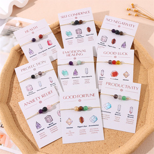 बेस्टोन डेन्टी ट्रेंडी सोने की बनी रस्सी क्रिस्टल कंगन जन्मदिन उपहार कार्ड ब्रैसलेट प्राकृतिक जैड पत्थर बेडेड ब्रेसलेट - Product Image 1