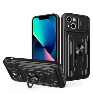 Funda protectora multifuncional anticaída con ranura para tarjetas y soporte de anillo para iPhone 13 Pro, iPhone 14 Pro Max, iPhone 14 Pro, iPhone 12 - Product Image 1
