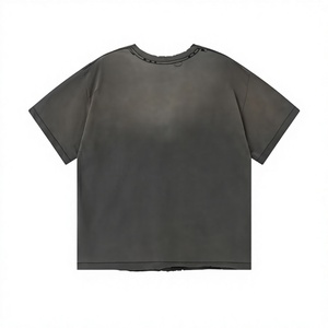 Camisetas Personalizadas con Bordado Desgastado, Lavado Ácido, Efecto Descolorido por el Sol, 100% Algodón, Estilo Vintage, Corte Recto para Hombre - Product Image 3