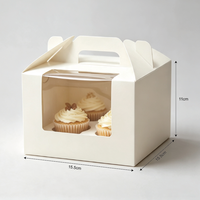 Lot de 4 boîtes à cupcakes rigides de style fenêtre, avec doublure en éponge, en papier kraft recyclé, emballage jetable pour desserts à emporter, personnalisable