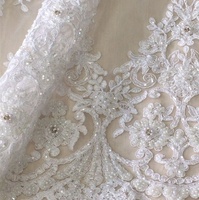 Nouvelle dentelle de mariée de luxe, écologique, de couleur blanche, brodée, tissu lourd, sequins à la main, strass, mariage, filles