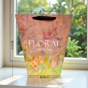 Wholesale Multi Size Foldable Full Brand Logo Print Paper Bag with Ribbon Handle for Fresh Flower Delivery Paper Bag - Product Image 2