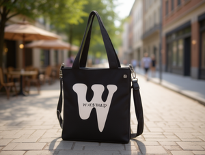 Borsa a Tracolla in Tela con Motivo a Lettera W e Chiusura a Cerniera, Borsa da Donna per Tutte le Stagioni - Product Image 2