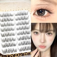Kit Ekstensi Bulu Mata Profesional Grosir DIY 24mm Fluffy C D Curl Tanpa Lem Tanpa Pita Dark Cashmere Lash Clusters dengan Bond Sealer
