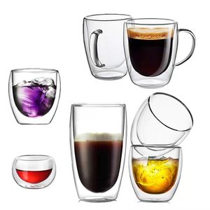 Taza de té y platillo de vidrio de borosilicato de doble pared de estilo nórdico de 50ML, tazas de café y Espresso impresas a mano - Product Image 3