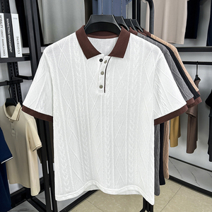 <span class=keywords><strong>Polo</strong></span> da Uomo Personalizzata a Quadri Retrò con Contrasto di Colore, Casual e Traspirante in Maglia <span class=keywords><strong>Jacquard</strong></span> - Product Image 2