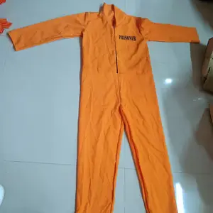 Женский, мужской, Детский костюм для косплея на Хэллоуин, оранжевый костюм заключенного, тюремный комбинезон