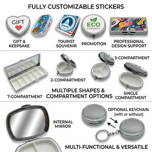 Porte-clés <span class=keywords><strong>pilulier</strong></span> vierge en métal, idéal pour la promotion et les souvenirs, directement du fabricant, pour pharmacies et cadeaux de voyage - Product Image 2